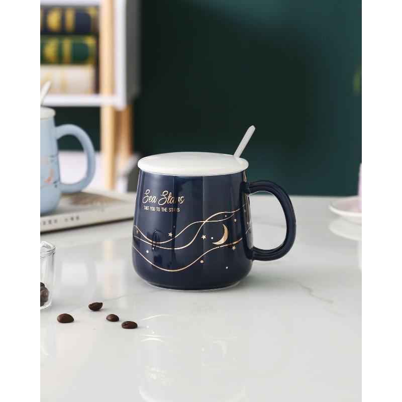 

Creative Xinghai Light Luxury Mug Fashionable Simple Ceramic Cup Home Coffee Cup Business Office Home Souvenir 400ml