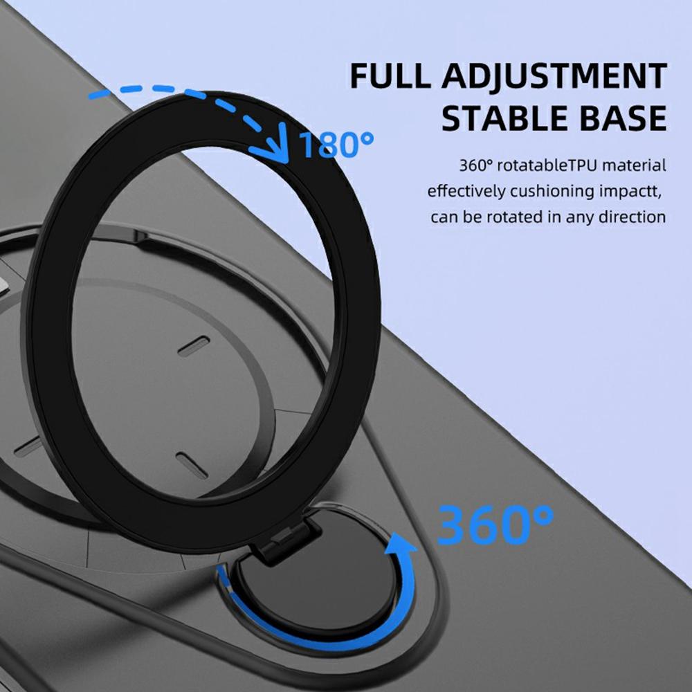 For iPhone 16 Pro Magnetic Case Rotating Kickstand TPU PC Phone Cover Compatible with MagSafe