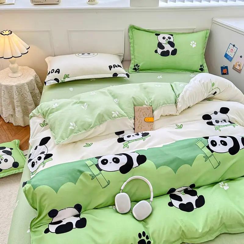 Girls Boys New Bed Linen Lucky Dog Bedding Set Cute Cartoon No Filler Twin Full Size Duvet Cover Flat Sheet Pillowcase Fashion