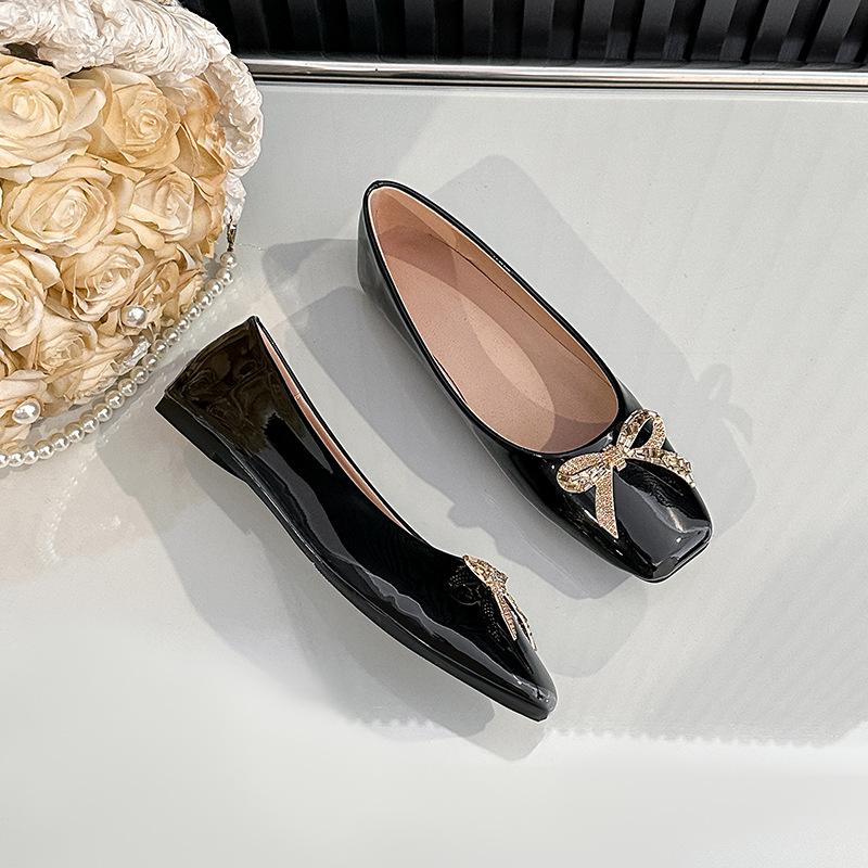 Women's Square Toe Ballet Flats Slip-On Dressy Shoes Business Casual Comfortable Foldable Work Loafers for Women Walking Flat Shoes Ballerina Flats