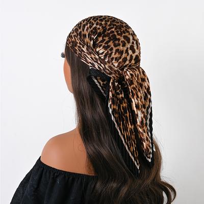 Vier Jahreszeiten 70 cm Seiden-Faltschal Leopardenmuster Kleine Schals Quadratischer Schal Satin-Halstuch Dekorative Kopfbedeckung Bandana