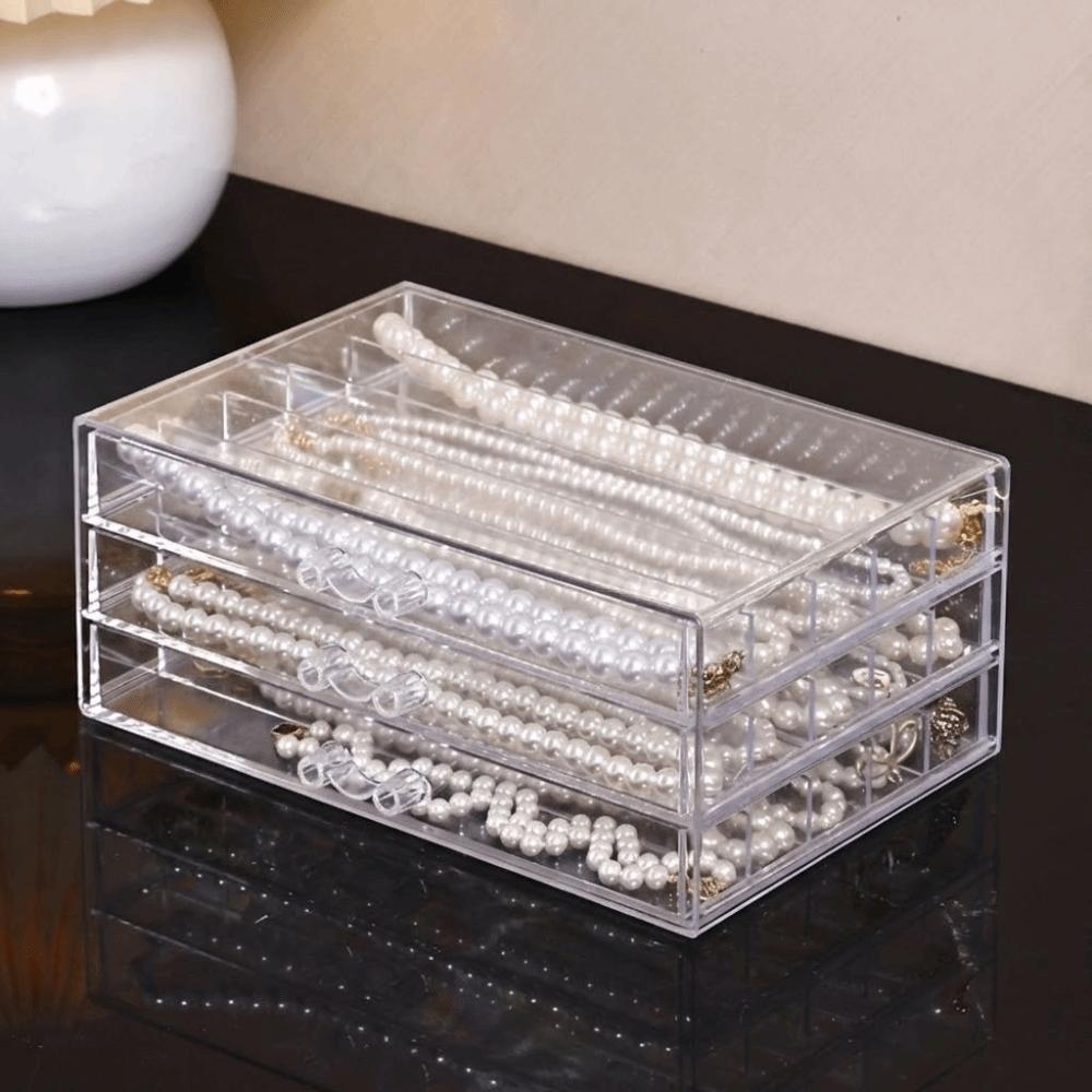 

Dust-proof Jewelry Tray 3/5 Layer Jewelry Storage Drawer Necklace Display Cabinet Gift 3 Layer
