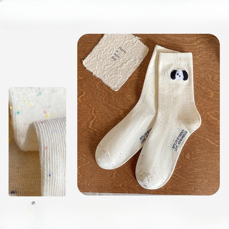 Ladies Spring and Autumn Trend New Lovely All Ideas Yarn Cartoon Bear Cherry College Wind Tube Pile Socks