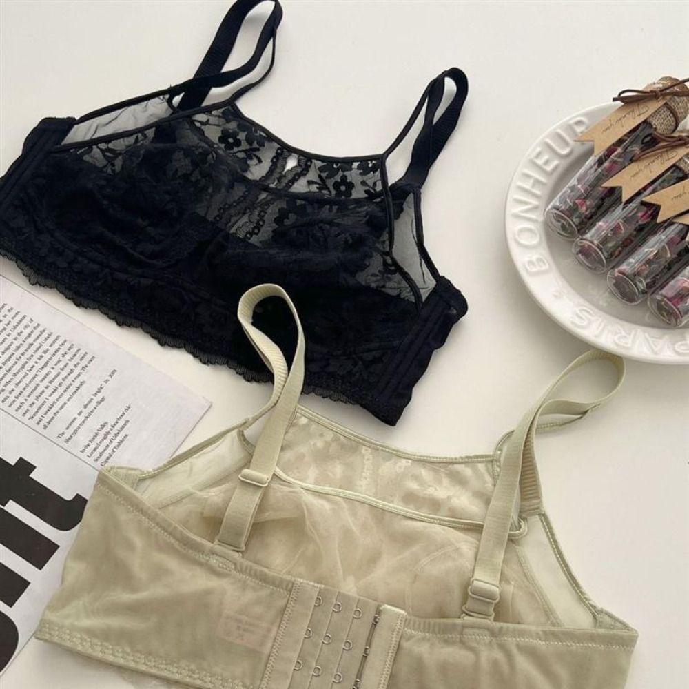 Shockproof Underwear for Women Anti-sagging Lace Thin Bra Comfortable Wireless Deep V Bra  Girls