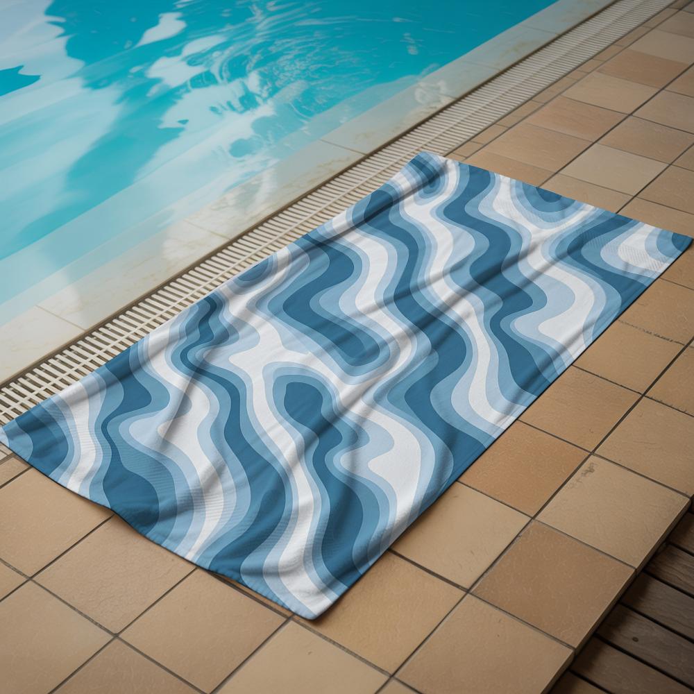 Blue Wave Marble Cartoon Anime Beach Towel Microfiber Quick Dry Super Absorbent Soft Bath Towel for Kids Adults Travel