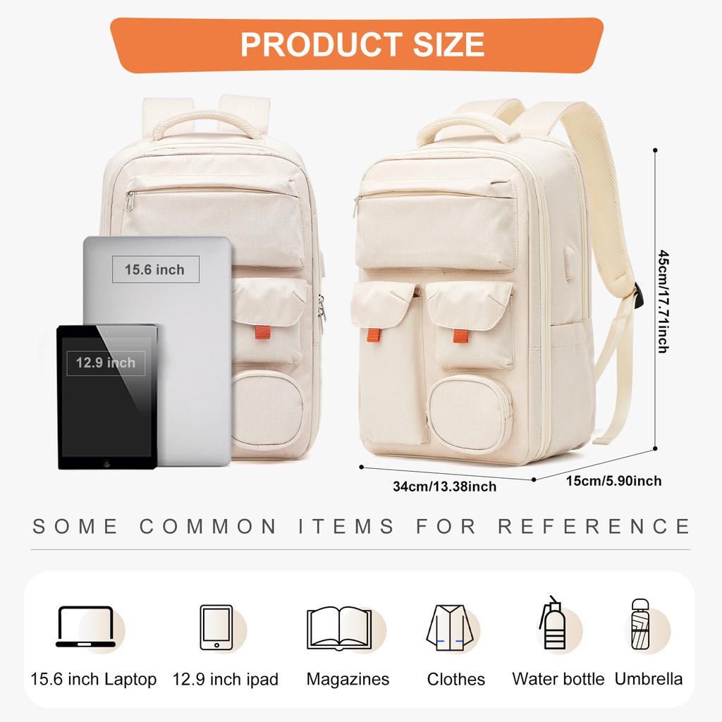 Women's Travel Backpack Plane Bag, 15.6" Laptop Backpack Stylish Airline Approved Compression Hand Luggage Casual Men Backpack