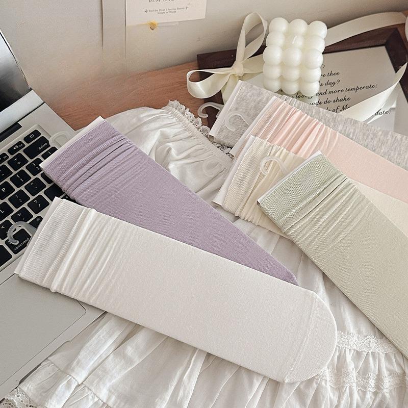 Female Summer Solid Color Soft College Wind Sweat Absorbent Deodorant Cotton Socks