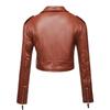 Women's Leather Jacket Slim Fit Short Style Long Sleeved Lapel Zipper Leather Jacket PU Women's Motorcycle Suit