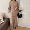 A New Autumn and Winter Fashion Sweater Set with A Laid-back Style for Women, Featuring A Retro Knitted Cardigan and Wide-leg Pants