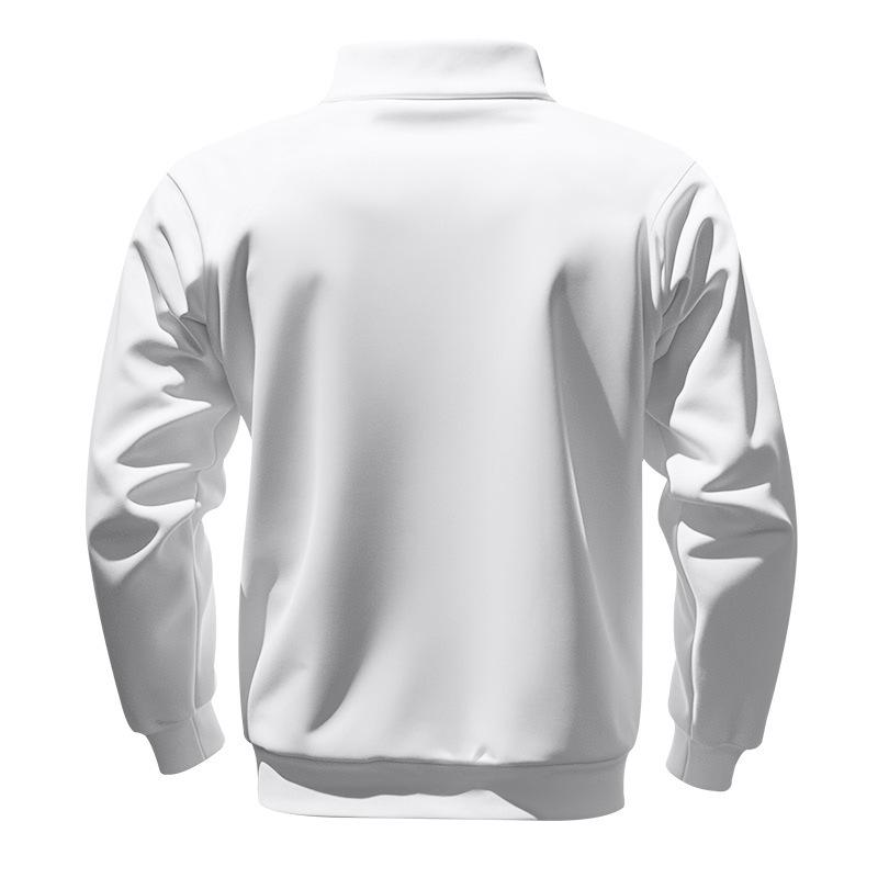 Übergröße Frühling/Herbst Fleecegefüttert Halbreißverschluss Übergroß Stehkragen Pullover Einfarbig Lässiges Sweatshirt für Herren