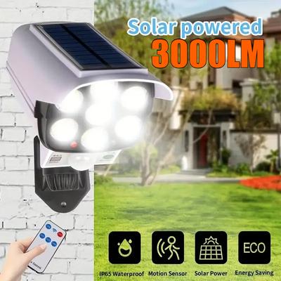 3000LM 77 LED Light Fake Camera Security Motion Sensor Solar Dummy Camera Home Surveillance Cameras Light IP65 Lamp for Home Garden