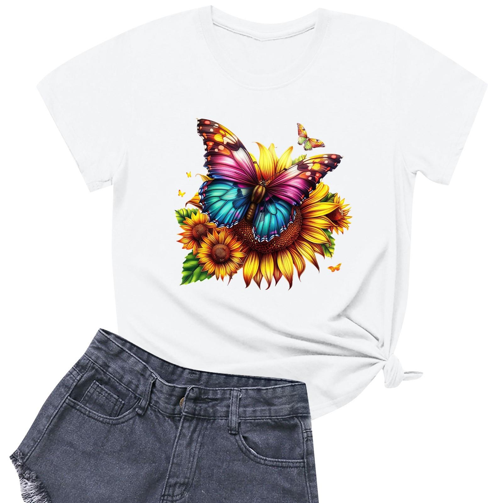 

Женская модная повседневная футболка с круглым вырезом и короткими рукавами XL белый