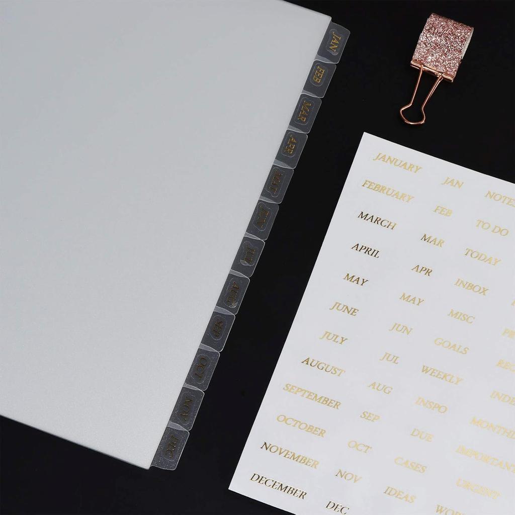 Multibey A5 Binder with Translucent Dividers, 6-Ring Plastic Binder Index for Planner Journal (5 Vertical + 12 Side Tabs + Tab Stickers)