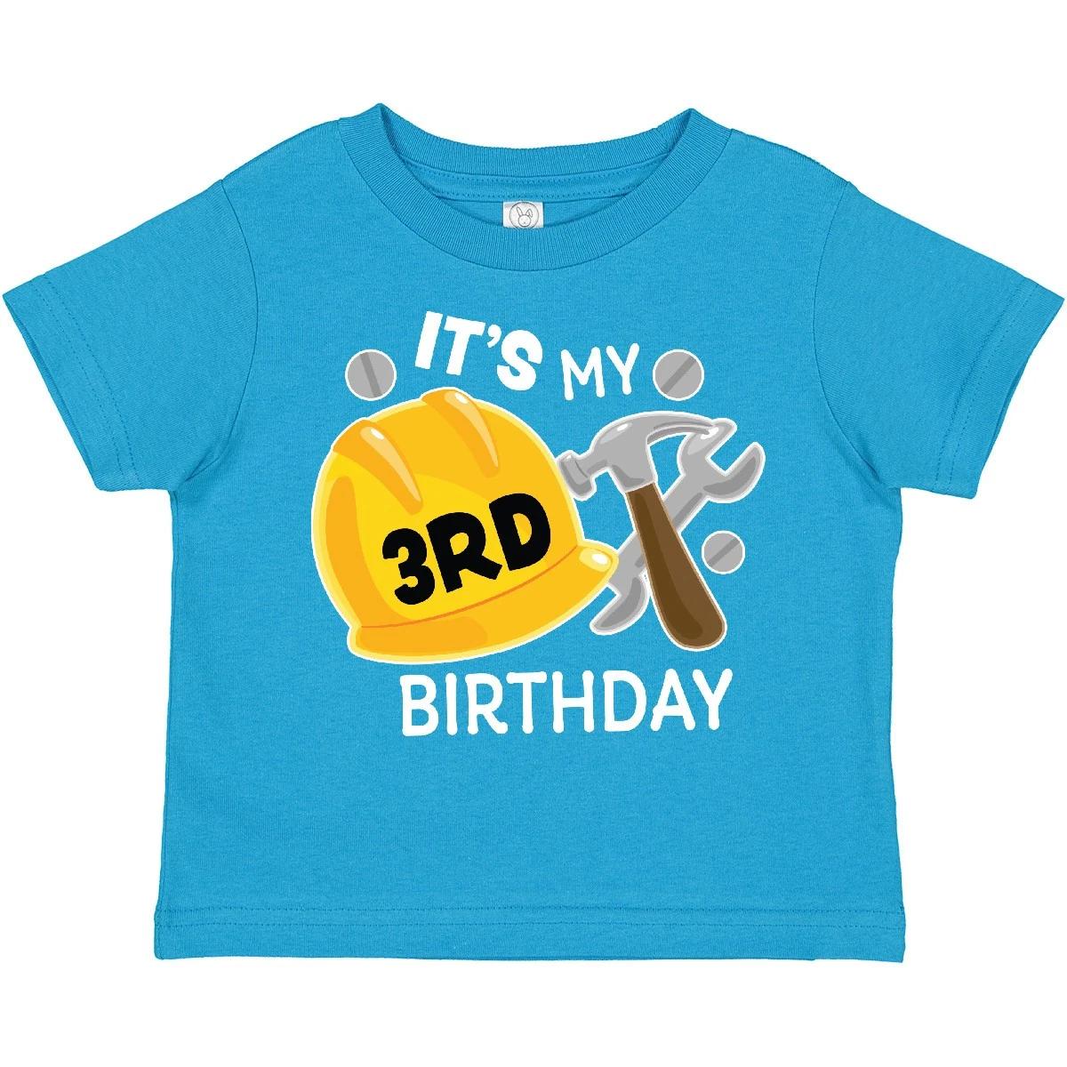 Inktastic Its My 3rd Birthday With Construction Tools Toddler kids boys T-Shirt Birthdays 130
