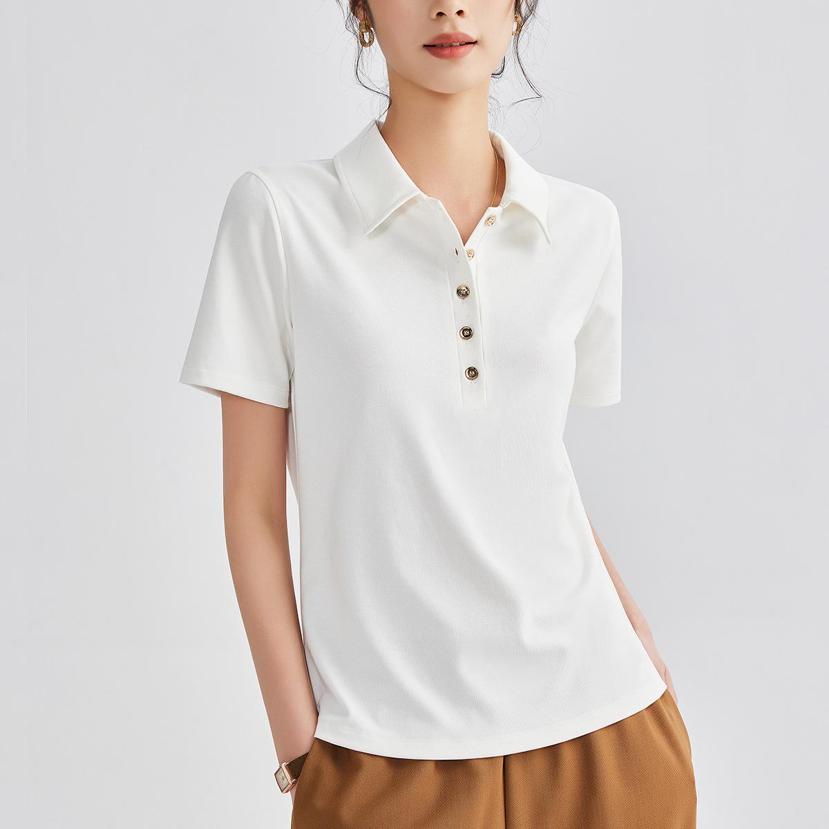 

Женский новый летний повседневный топ с короткими рукавами и лацканами для похудения XXL белый