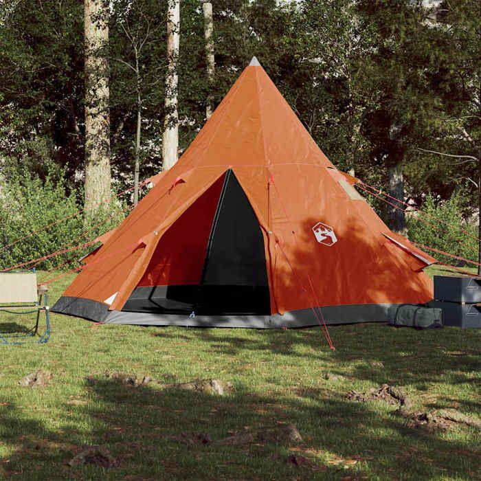 VidaXL Tipi Camping Tent 4 Person, Shade Tent with Carry Bag, Camping Awning, Garden Shelter, Orange 94382