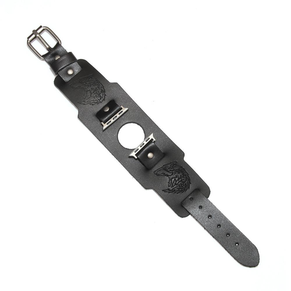 

Панк Браслет-манжета из коровьей кожи для ремешка Apple Watch 44 мм 41 мм 45 мм 49 мм 40 мм 42 мм Ремешок для часов 4 5 6 7 8 9 10 SE Ultra 38 40 mm