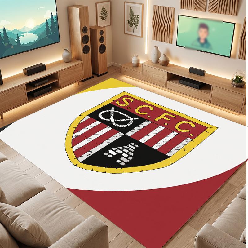 Stoke City Football Print Crystal Velvet Rug, Comfortable Water Absorbent Non Slip Indoor Floor Carpet
