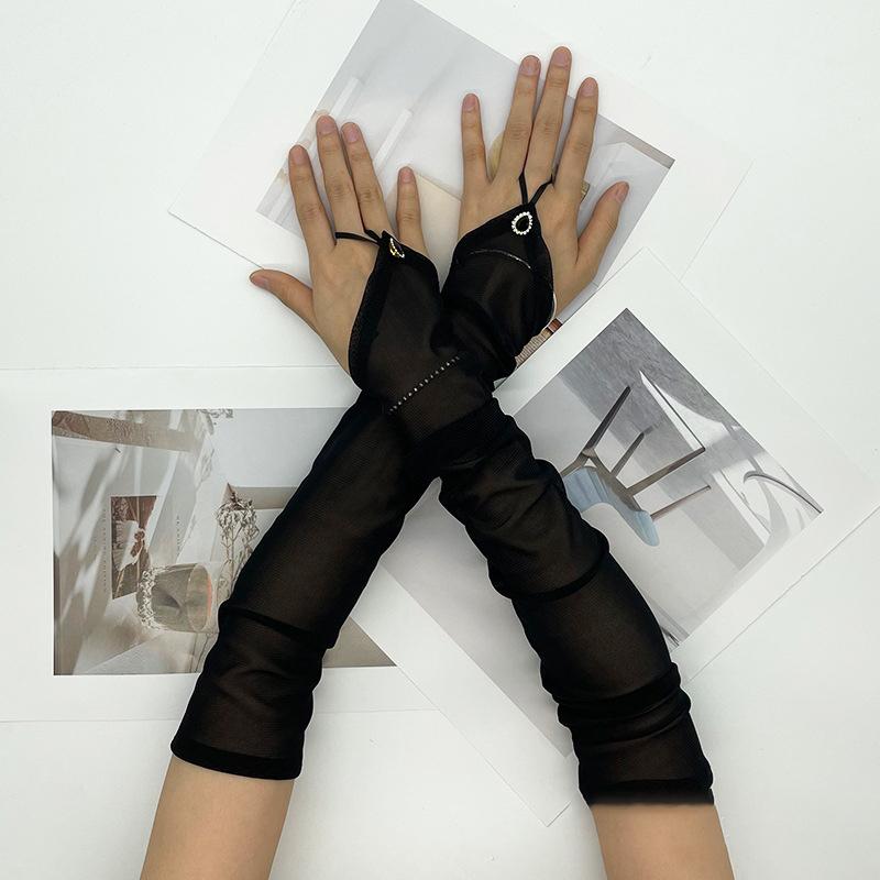 

Mesh Gloves Travel Cycling Sun Protection Fingerless Breathable Tulle Gloves Hook Finger Long Elegant Mesh Wedding Gloves