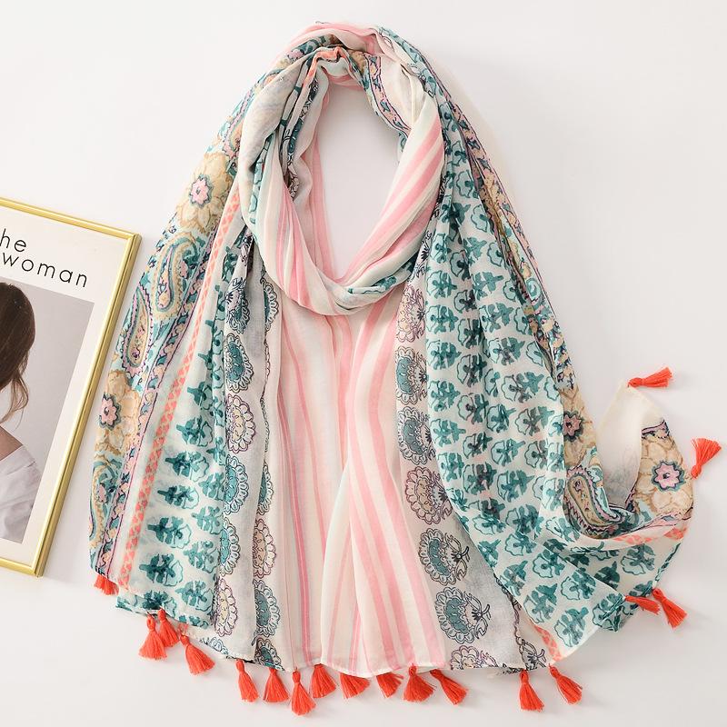 Herbst Neue Mode Böhmisch Süß Floral Quaste Viskose Schal Tuch Dame Hohe Qualität Wickel Pashmina Stola Bufandas Muslimischer Hijab