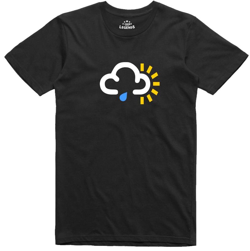 Weather Symbol Unisex T-Shirt Lightning Sunny Snow Rain Sun Print Multi Choice S