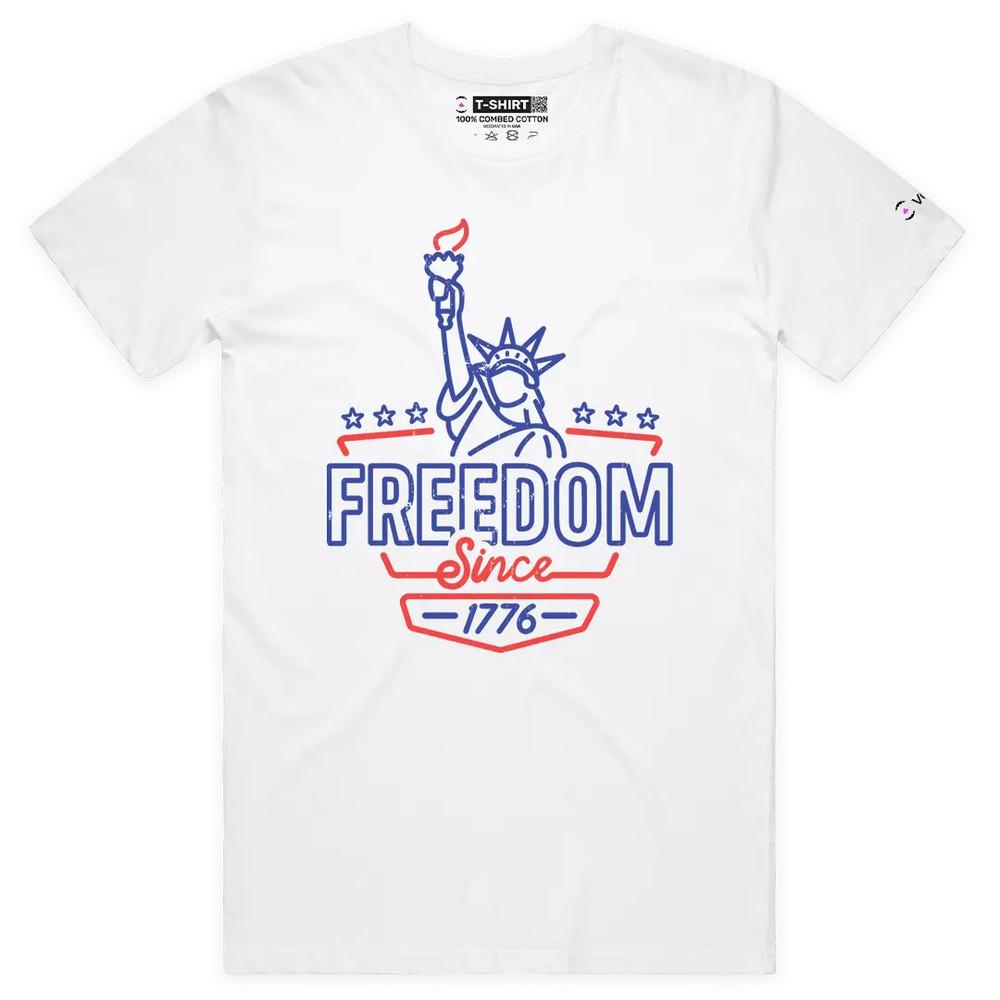 VOICEART Freedom Lady Liberty Patriotic Graphic Premium T-Shirt for US Holidays 2XL