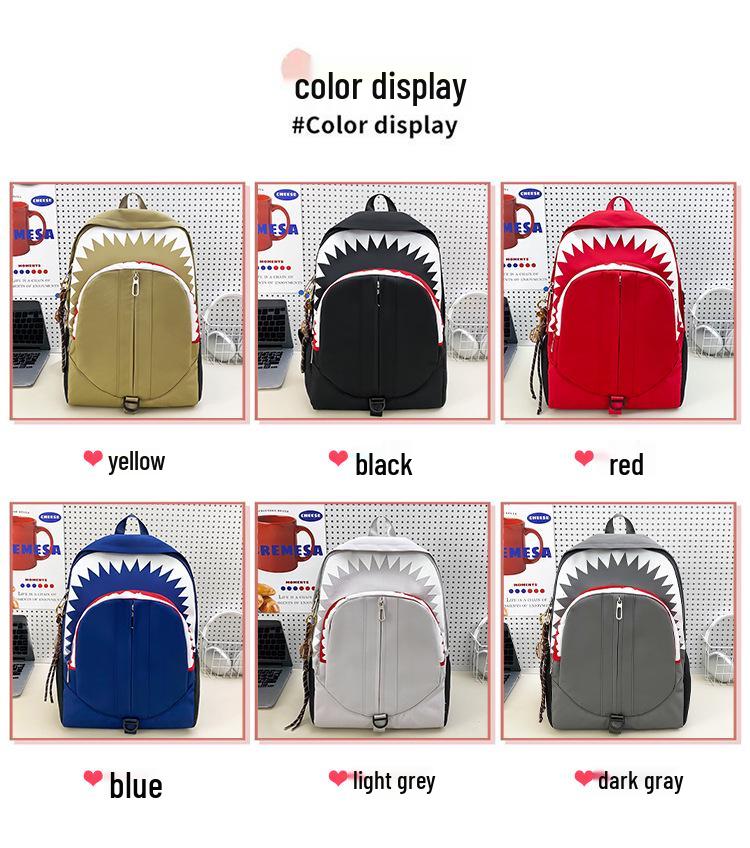 Shark Luminous Funny Backpack: Trendy, Versatile, Large-Capacity School and Travel Bag