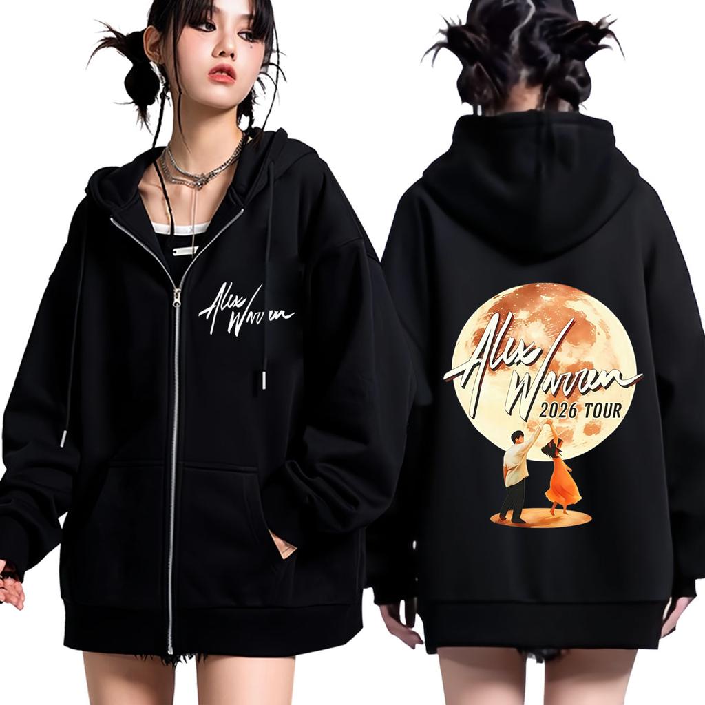 Alex Warren Tour Potisk Mikina na zip Pánská Dámská Módní Mikiny Zimní Volná Ležérní Vintage Zipová Bunda Streetwear