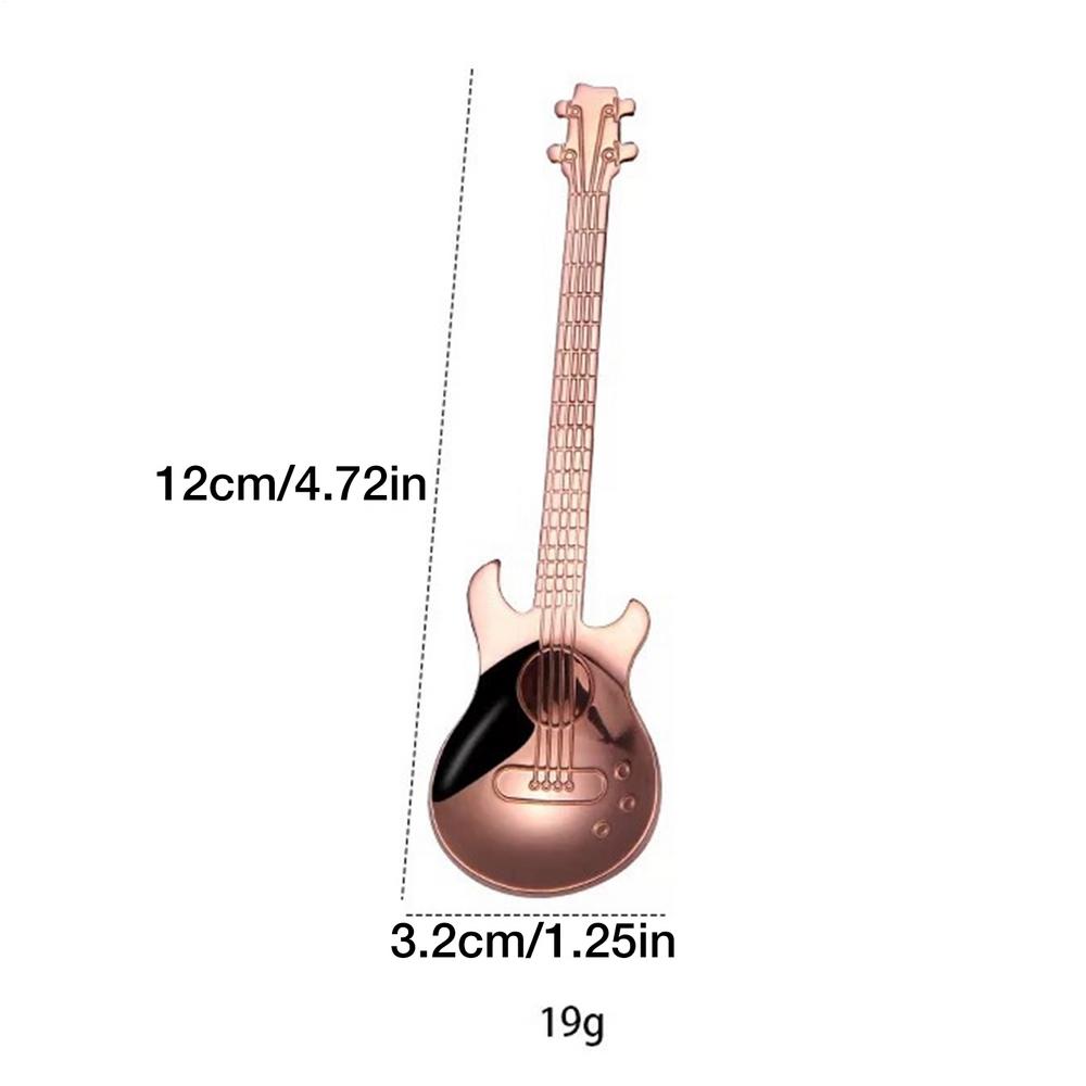 Stainless Steel Guitar Coffee Teaspoons Colorful Dessert Spoon Musical Guitar Demitasse Spoon for Mixing Dessert Ice Cream