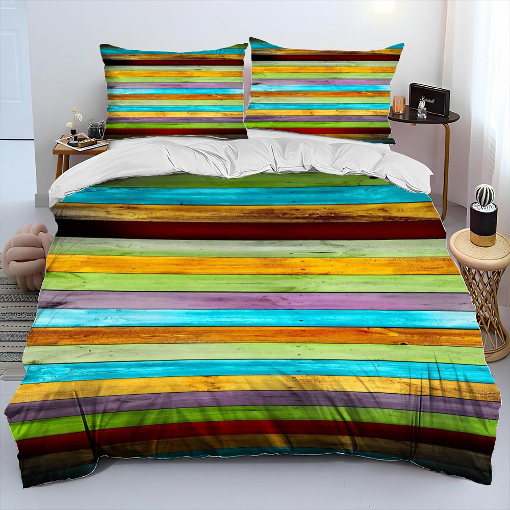 3D Wood Grain Comforter Bedding Set,Duvet Cover Bed Set Quilt Cover Pillowcase,King Queen Size Bedding Set for Adult Child Gift