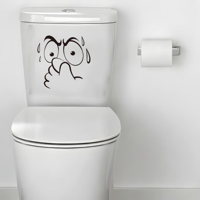 Funny Toilet Lid Sticker - Self-Adhesive Bathroom Decor With Expressive Face,No Residue Removable Toilet Cover, For Decor