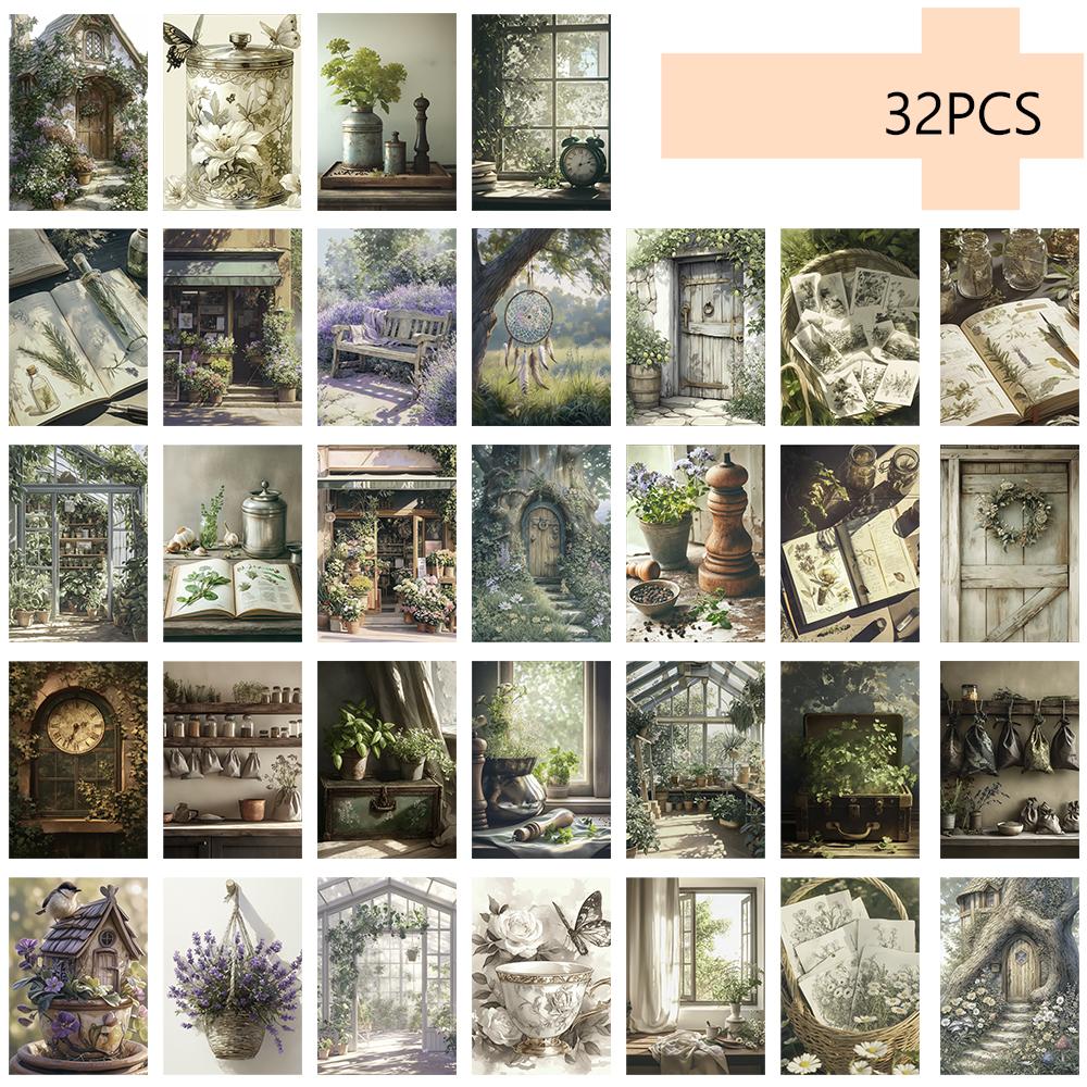 

32 шт., винтажные открытки с изображением травяного сада, идеально подходят для подарков на день рождения/юбилей, подходят для коллекционирования, дарения и отправки по почте.