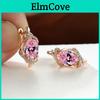1 Weinreben-Paar Goldfarbe Geometrie Rund Oval Schliff Rosa Lila Weiß Aqua Stein Party Creolen Geburtsstein Hängeohrringe Schmuck