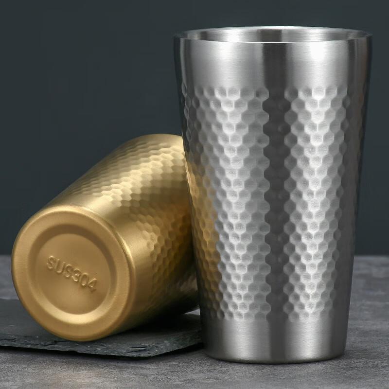 Jimeijiduo 304 Stainless Steel Honeycomb Double-Layer Hammered Cup