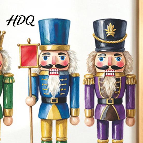 Decorative Wall Murals for Home Christmas Nutcracker Stickers Colorful Soldier PVC Decals Self-adhesive Removable Vintage Decorations Art