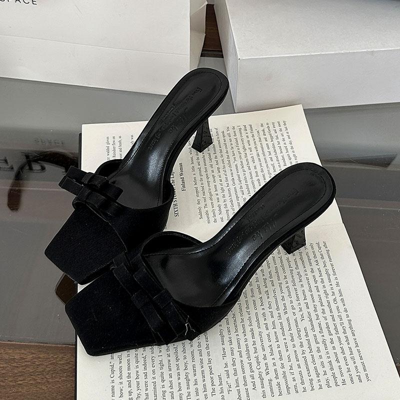 

Fashion Pink Fashion Butterfly-Knot Ladies High Heels Sandals Female Slip On Footwear Elegant Women Heeled Sandals Shoes Slides Pumps 35 чёрный