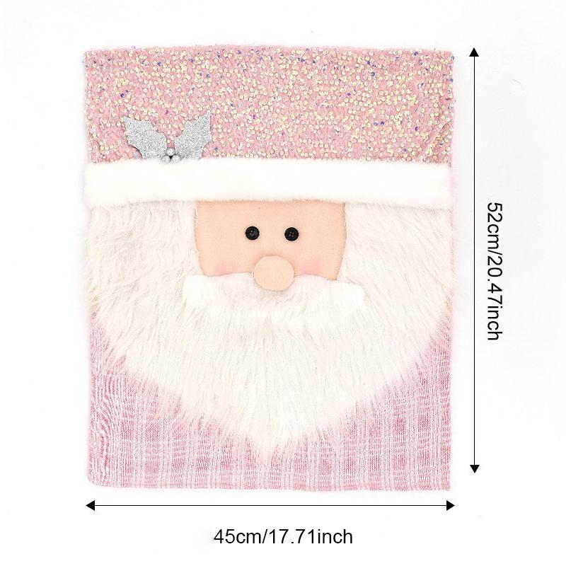 Christmas Chair Cover Home Xmas New Year Decoration Supplies Chair Seat Cover 3D Santa Claus Snowman Elk Chair Back Cover