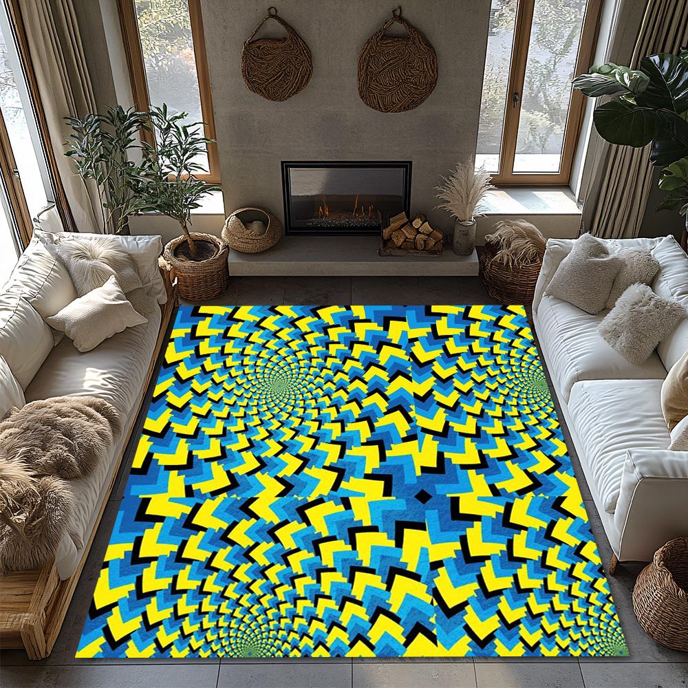 Tuniu Geometric Psychedelic Rainbow Swirl Area Rug Non-Slip Home Floor Carpet Mat