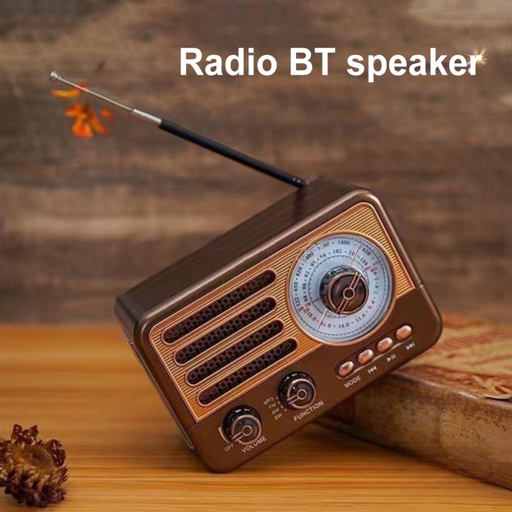 AM FM SW Vintage Radio Retro Radio Support AUX TF Card USB Multi-Function Card Audio Rechargeable Transistor Radio for Home