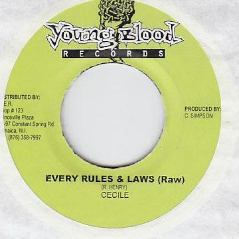 7inch Record CECILE - Every Rules & Laws Young Blood 2003 Jamaica Reggae, Ska & Dub