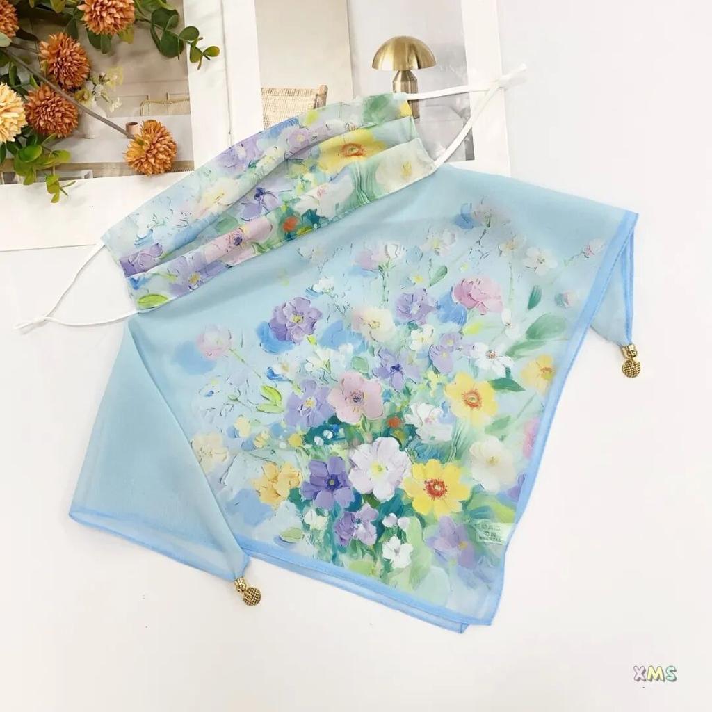 Potato buttercup yarn ice feeling breathable thin mask neck protection silk scarf cover the whole face mulberry spring summer sun protection shade spo