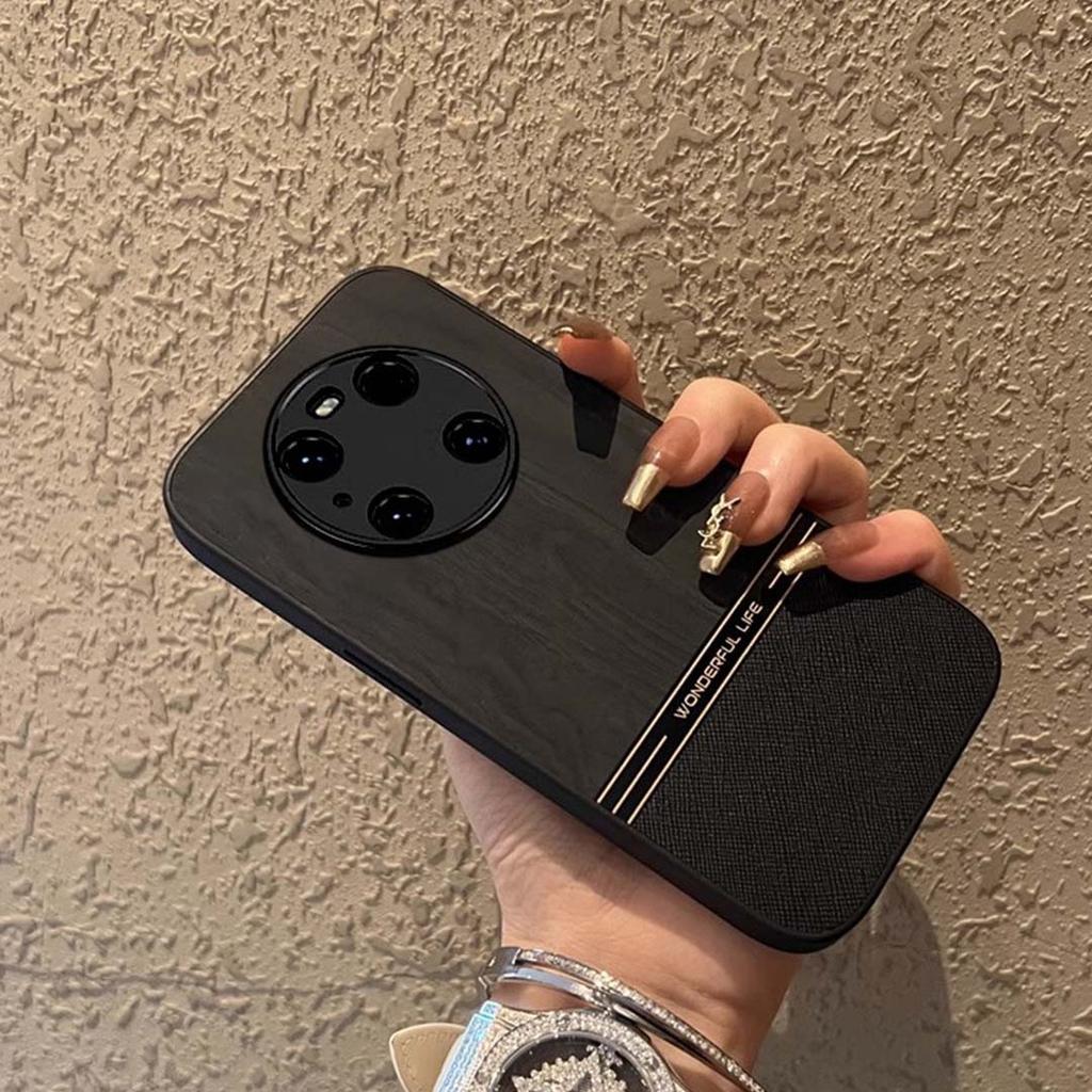 Etui na telefon komórkowy Huawei Mate60pro Skóra z fakturą drewna Odpowiednie dla P60 Łączone Kolor kontrastowy 50/40pro Matowe Etui odporne na upadki