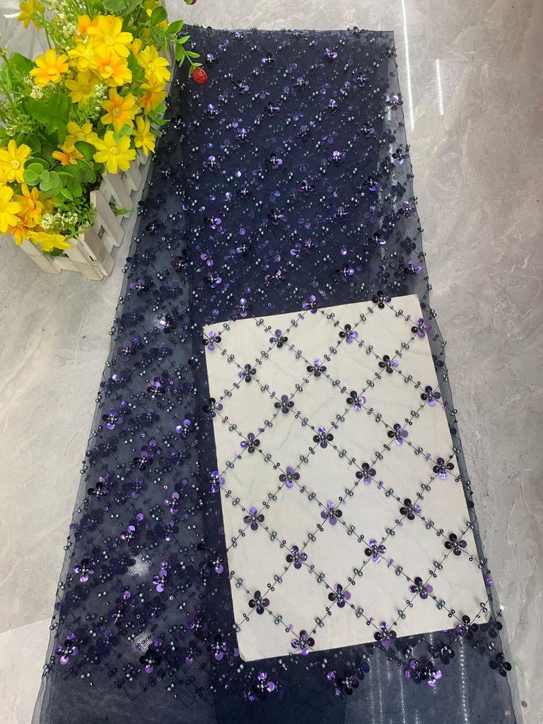Square Sequins Organza Lace Fabric 1/3/5Yard French Luxury Beads Lace Nigerian Sequins Tulle Lace Fabric for Wedding Party Dress