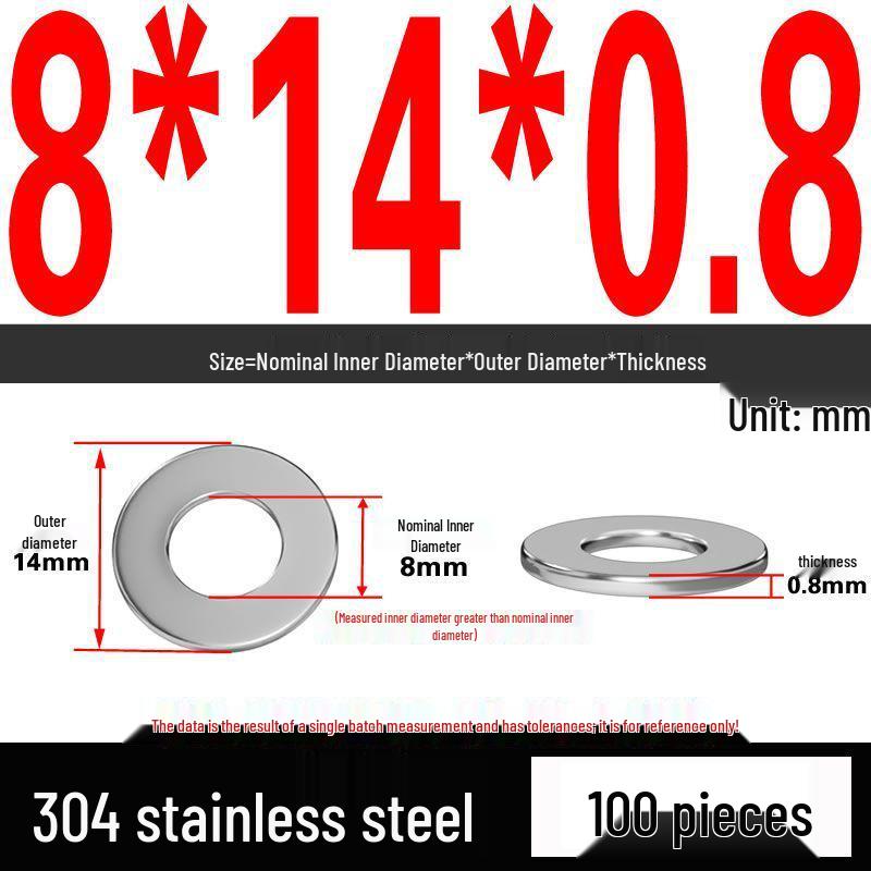 Thickened 304 Stainless Steel Flat Washer Spacer (M2-M36)