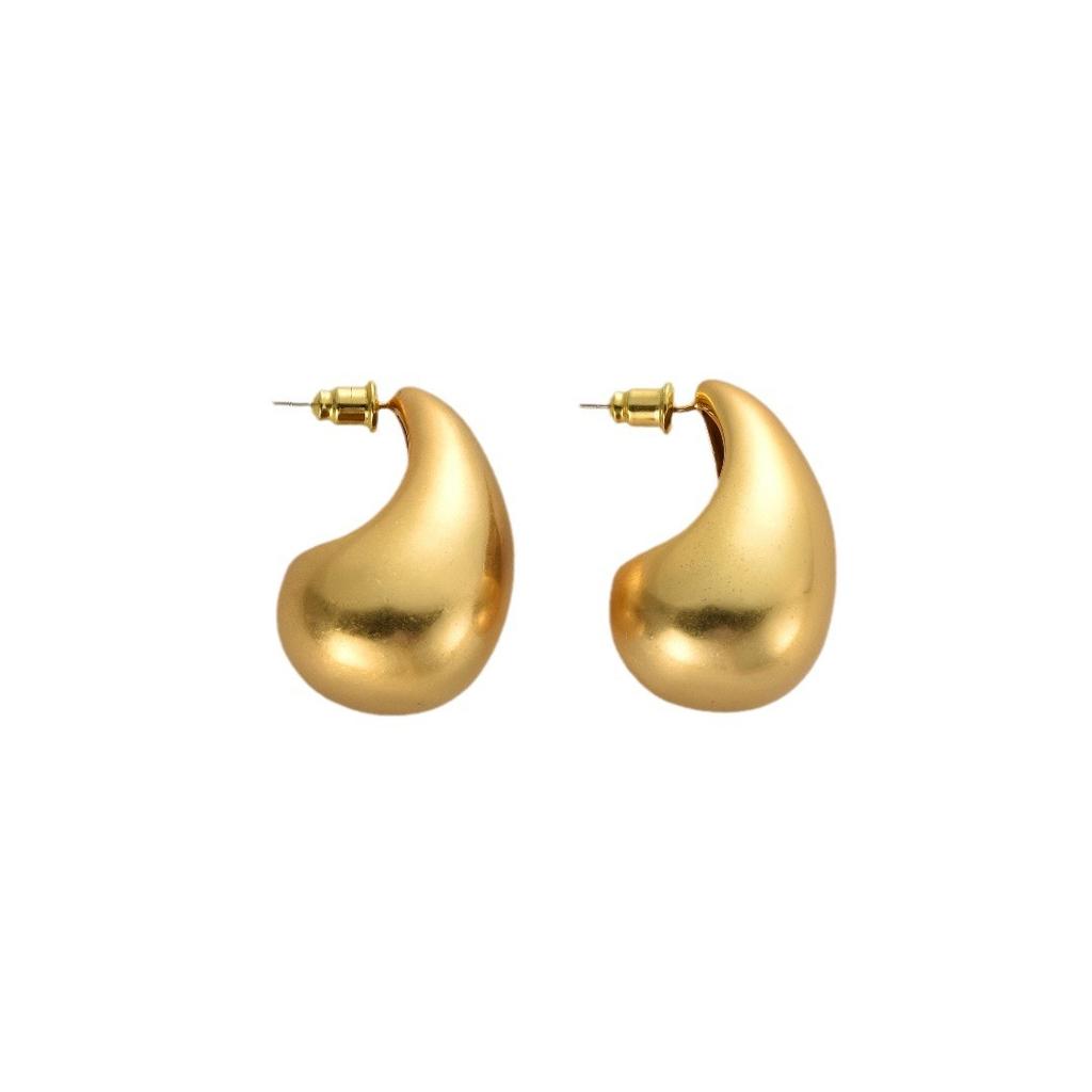 Bv Heavy Industry Hollow Water Drop Shape Earrings Simple And Old Matte Curved S925 Silver Needle Niche Earrings Women