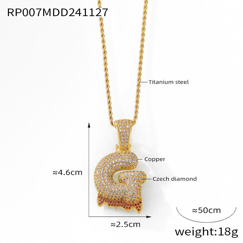 Elegant European-Style Necklace: Women's 26-Letter Diamond-Inlaid Copper Pendant on Titanium Steel Clavicle Chain