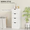 4-Drawer Bathroom Cabinet, Freestanding Narrow Storage Cabinet with Groove Handles for Small Spaces, White
