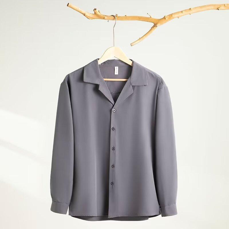 Men's long-sleeved shirt solid color shirt men's slim fit large size shirt jacket
