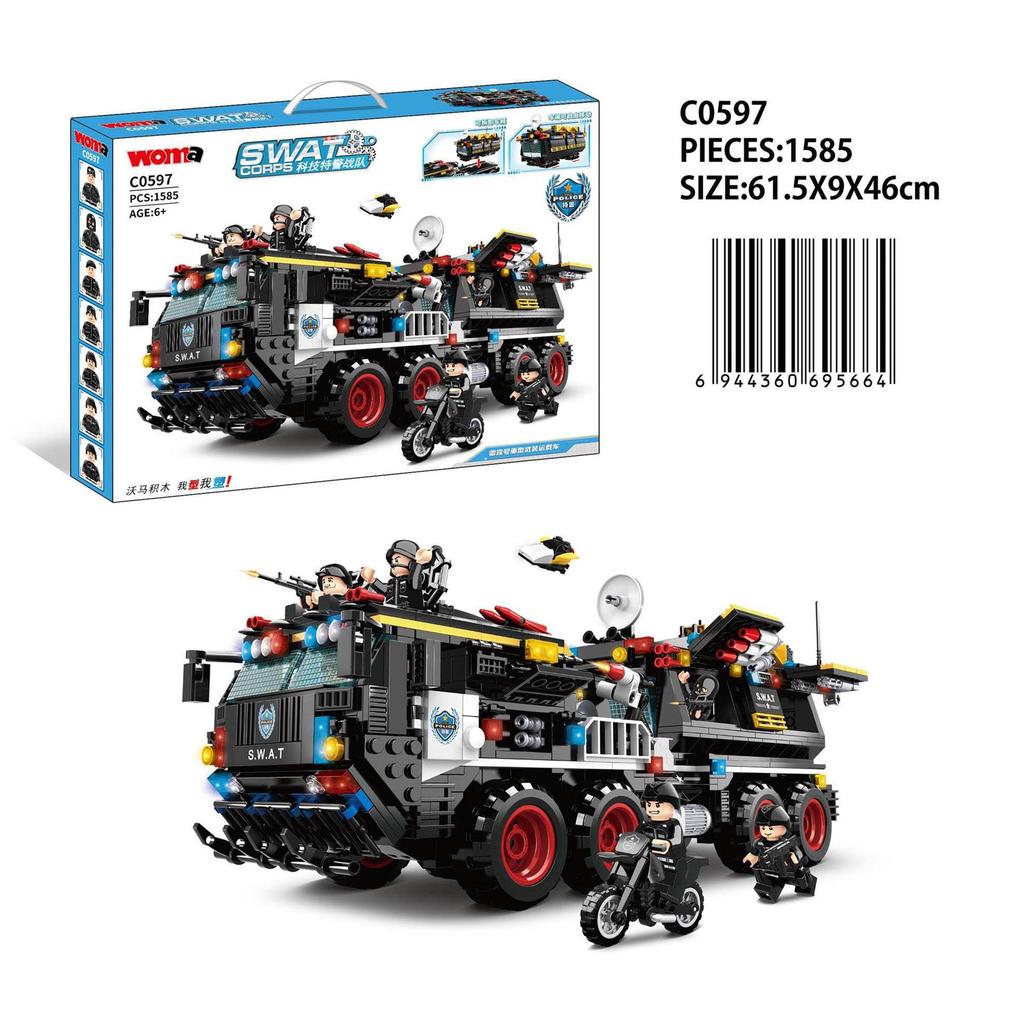 Tech Swat Team Thunder Heavy Armed Carrier Assembles Model Boy Patchwork Building Block Toy