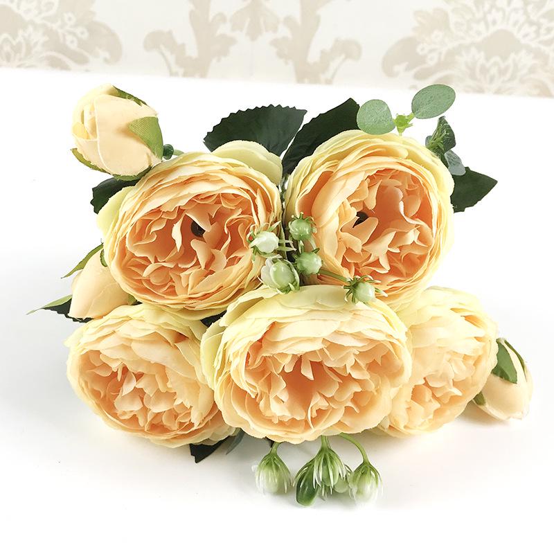 

Искусственное украшение для свадьбы в корейском стиле, маленький пион и роза Филиппоса, 5 головок